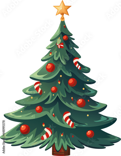 Collection of Christmas trees in modern flat design, like leaflets, posters, business cards or web use, ideal for holiday, festive and seasonal projects. AI generated illustration.