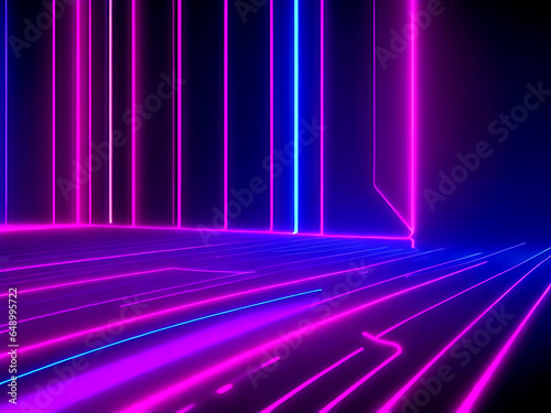 3D render, abstract minimal neon background