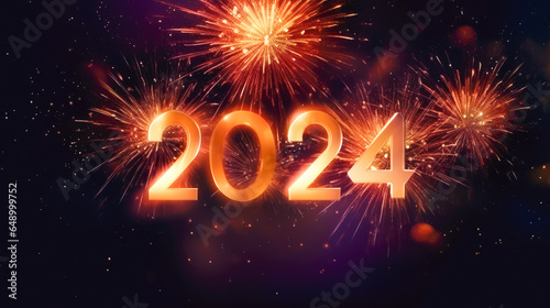 2024 Happy New Year concept background with firework.