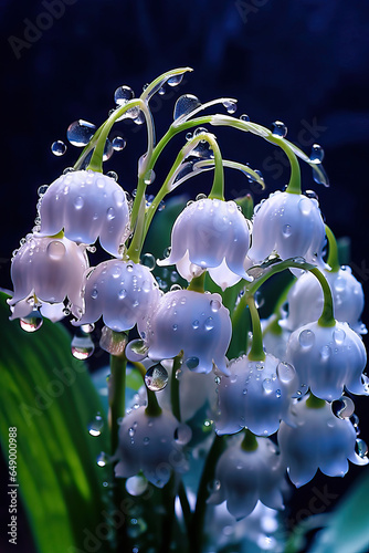Dew-Kissed Lily of the Valley,rain drops on a flower
