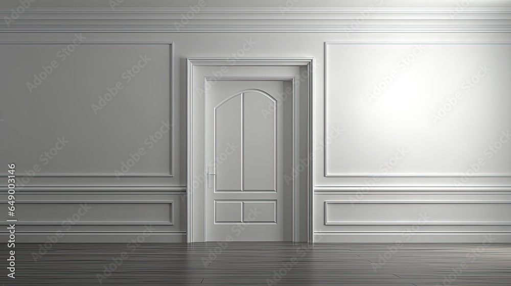 Image of an interior space with a classic door. Image of an interior space with a classic door.