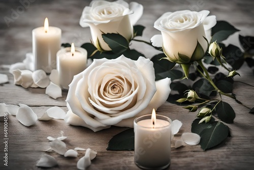 candles and rose petals 4k HD quality photo. 