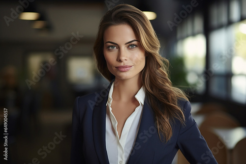 frontal portrait of businesswoman in an office © JLabrador