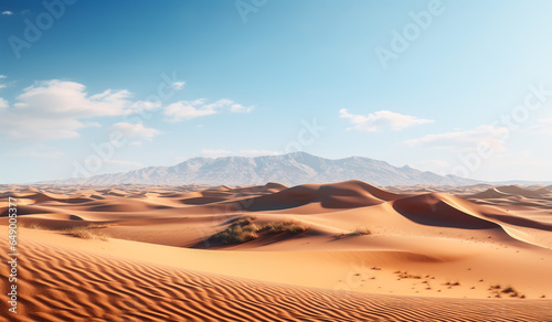 Desert landscape with sand dunes. AI generated