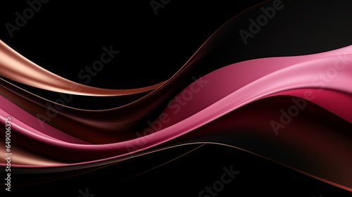 Dynamic wave background with black dark pink and gold color. 3D flowing wavy backdrop, for banner and gaming background