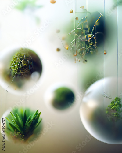 Abstract Minimal Sustainability Background · Plant Life Ecospheres Suspended in Space · Clean & Minimal Background photo