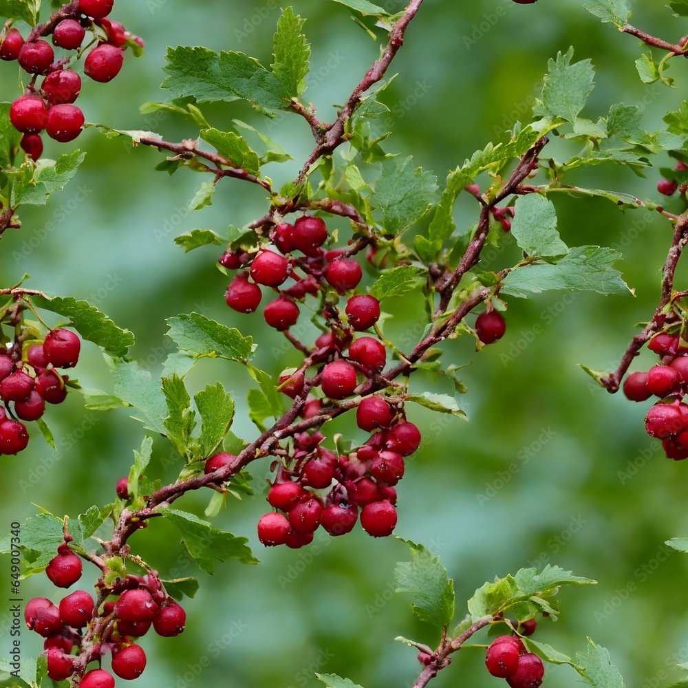 Hawthorn berries seamless background pattern