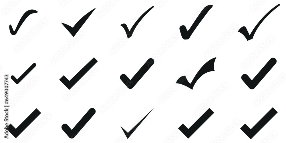 Check mark icons set. Check marks symbol collection. Simple check mark ...