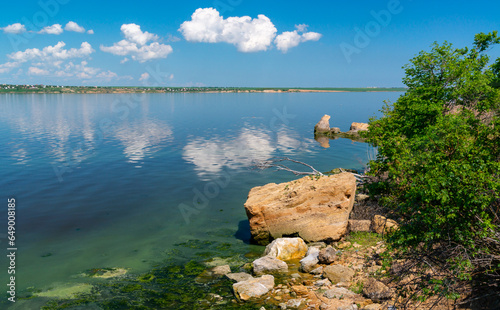 Eutrophication of the Khadzhibey estuary, blooms in the water of the blue-green algae Microcystis aeruginosa photo