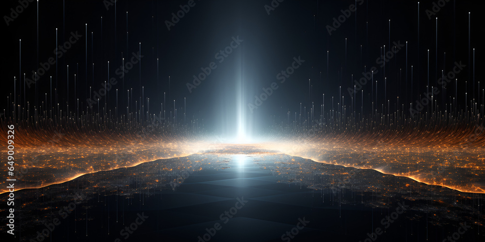 Futuristic space glow particle with bright lights, abstract background  