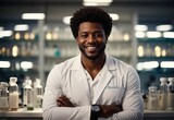 Bussines afro men pharmacist smile wearing white outfit