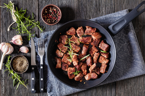 seared juicy new york strip steak bites