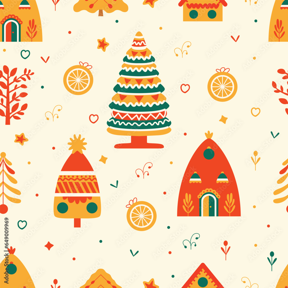 Add a touch of holiday magic with abstract Christmas elements pattern design. Ideal for festive projects.