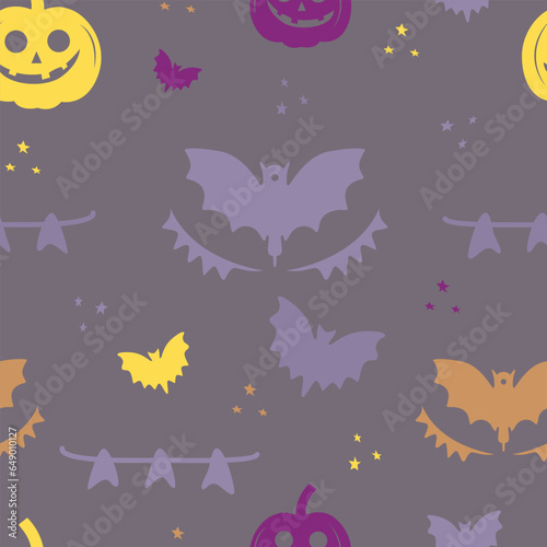 Elevate your Halloween vibe with pumpkin and bat pattern design. Perfect for spooky, festive projects.  © Carrie