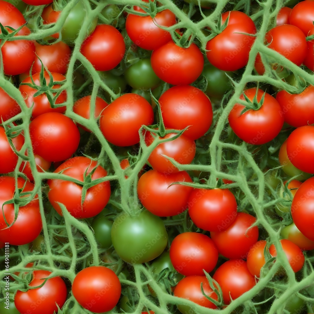 Tomatoes on the vine seamless background pattern
