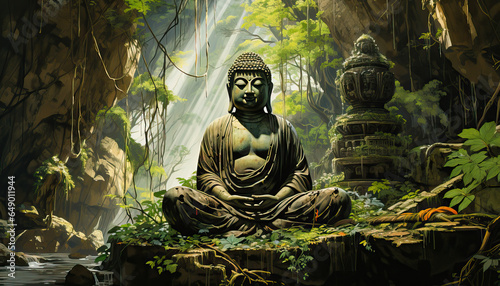 Buddha   s Serenity Amidst the Jungle
