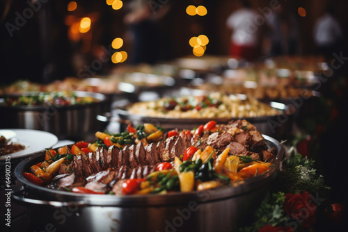 People group catering buffet food indoor in restauran, generative ai.png