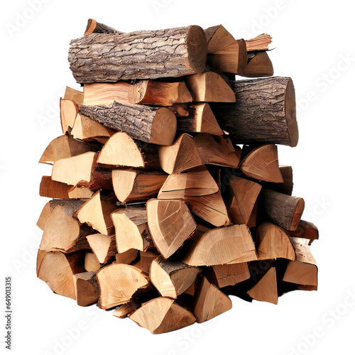 Firewood stack. isolated on transparent background