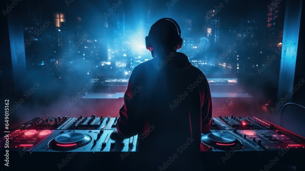 Vivid night club background with DJ Vivid night club background with DJ