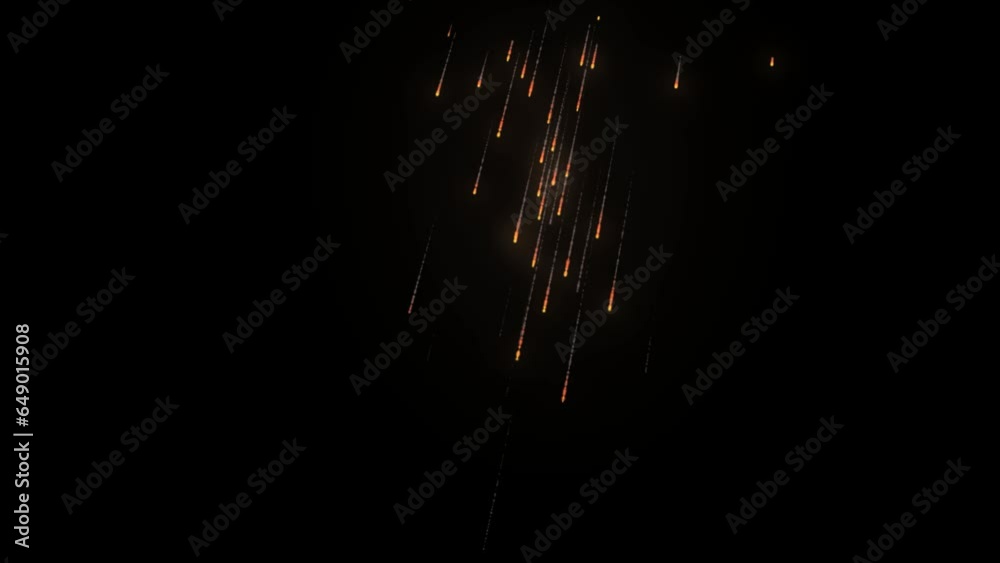 Falling glow meteor shower, transparent background
4K video with alpha channel (the black background is transparent)
