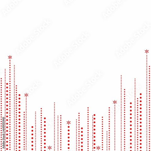 Red color round spots line, dots and doodle thin stripes, lines, pinstripes pattern. Uneven hand drawn bars with shapes like flower or stars on it