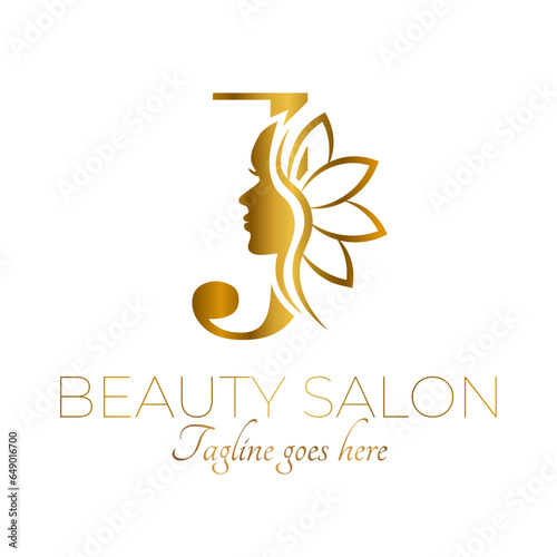 Gold J Letter Initial Beauty Brand Logo Design