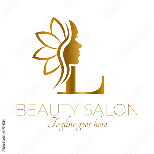 Gold L Letter Initial Beauty Brand Logo Design