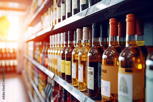 A wine collection displayed on a shelf, showcasing a variety of bottles
