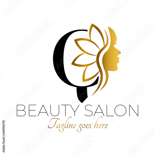Q Letter Initial Beauty Brand Logo Design in Black and Gold