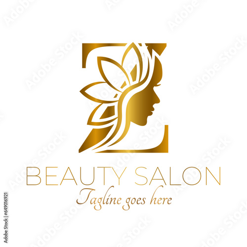 Gold Z Letter Initial Beauty Brand Logo Design