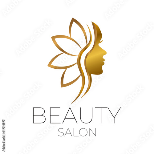 Premium Beauty Salon Logo Design Gold on  White Background