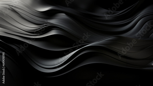 Schöner abstrakter futuristischer Hintergrund in welligen schwarz Farben für Webdesign und Drucksachen als Vorlage Querformat, ai generativ