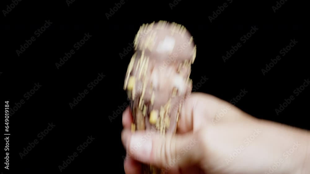 I take a waffle cone with melted ice cream, against a black background. I take a waffle cone with melted ice cream, against a black background.