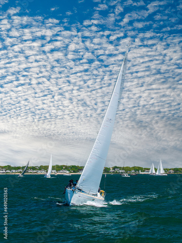 Sailboats under sail off Cape Cod