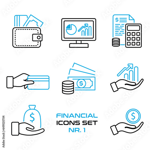 Finanzen, Geld, Bank - Icon Set