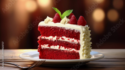 close up of a red velvet cake  photo