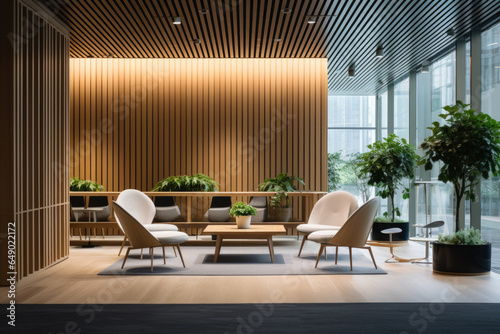 Harmonious Fusion of Tranquil Japanese Style and Modern Elegance: Immersive Office Interior Photography Showcasing Zen, Minimalism, and Cultural Craftsmanship © aicandy