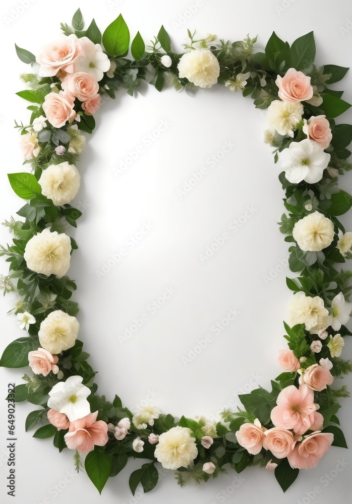 Frame with copy space decorated by the flower composition, top view. Frame with copy space decorated by the flower composition, top view.