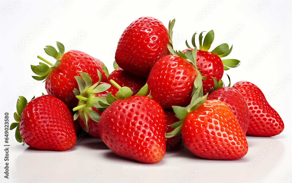 A Bunch of Fresh Red Strawberries on White Background A Bunch of Fresh Red Strawberries on White Background