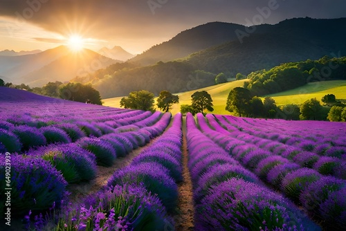 lavender field at sunset © manzil