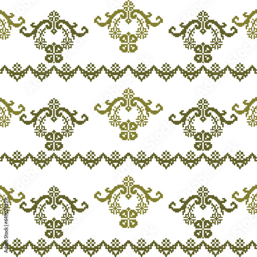 A green seamless border pattern on a white background