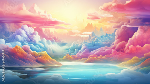 Colored dream with clouds and sea