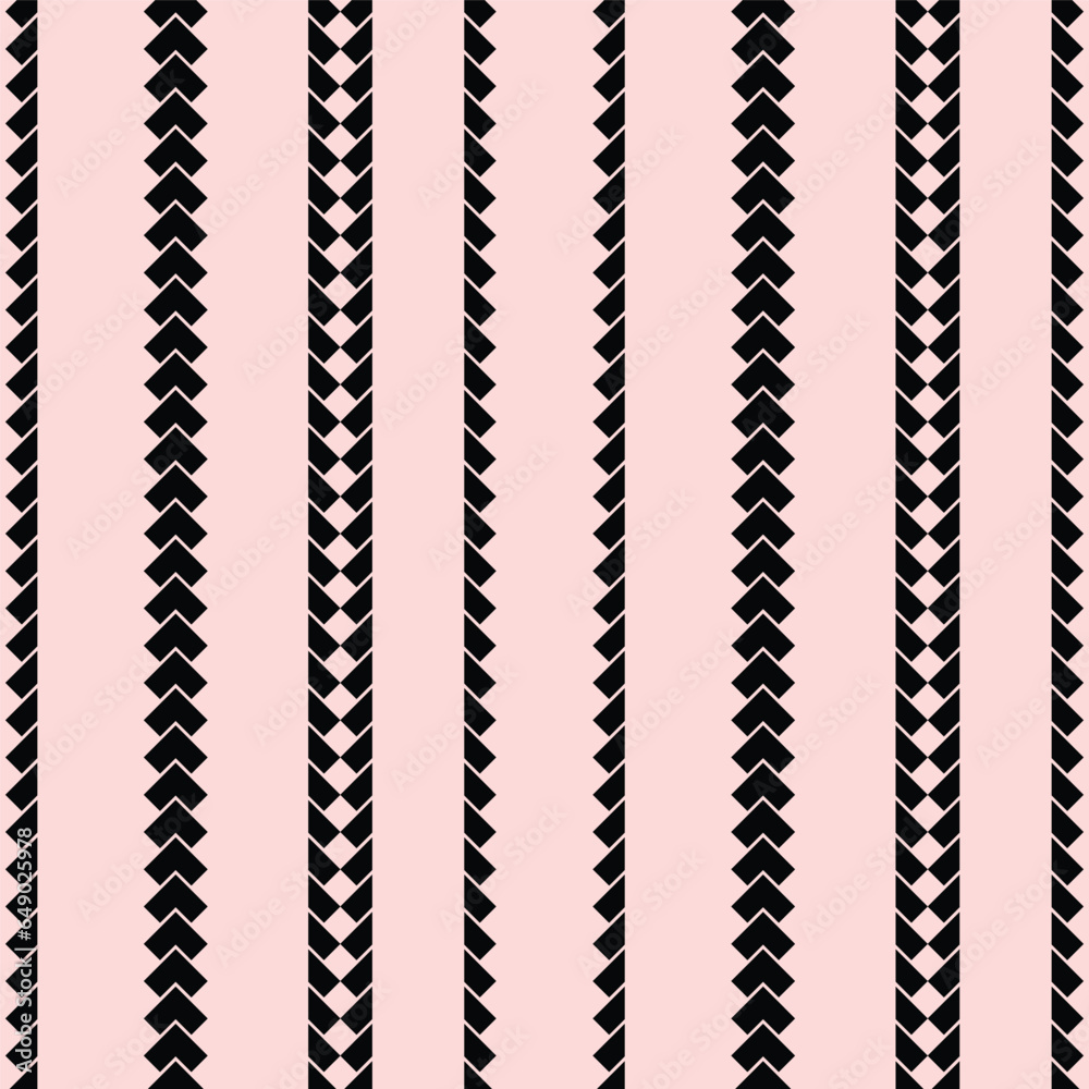 A black and white border patterns on a pink background