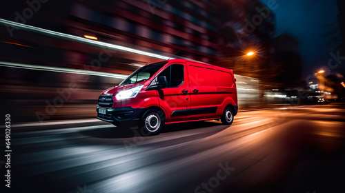 Delivery van delivers at night