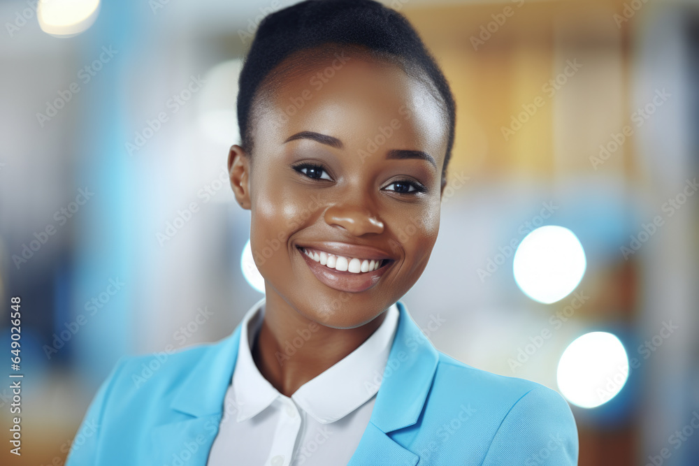 Woman in blue suit smiling at camera. Perfect for corporate and professional concepts. Woman in blue suit smiling at camera. Perfect for corporate and professional concepts.
