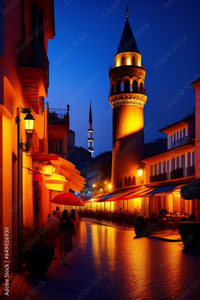 a summer night in istanbul with galata tower