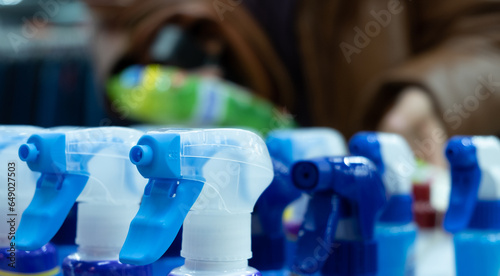 cleaning products on the store. house cleaning. cleaning gel