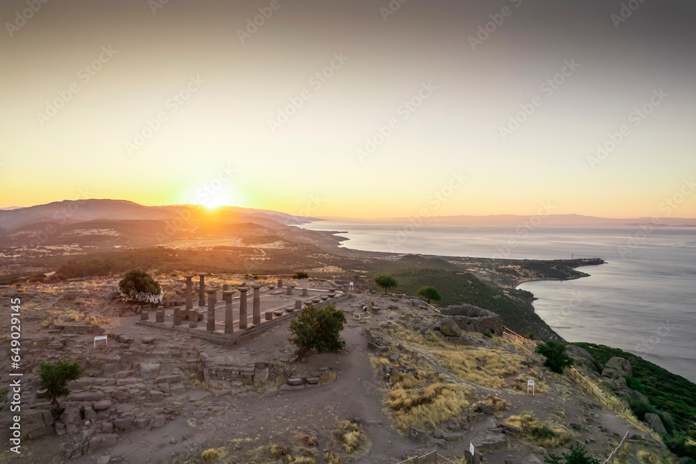 Assos Ancient City Drone shooting, Assos Behramkale, Canakkale Turkey