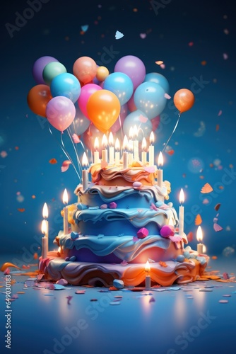 Birthday cake with balloons