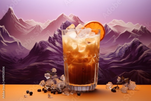 Ice coffee on vivid background